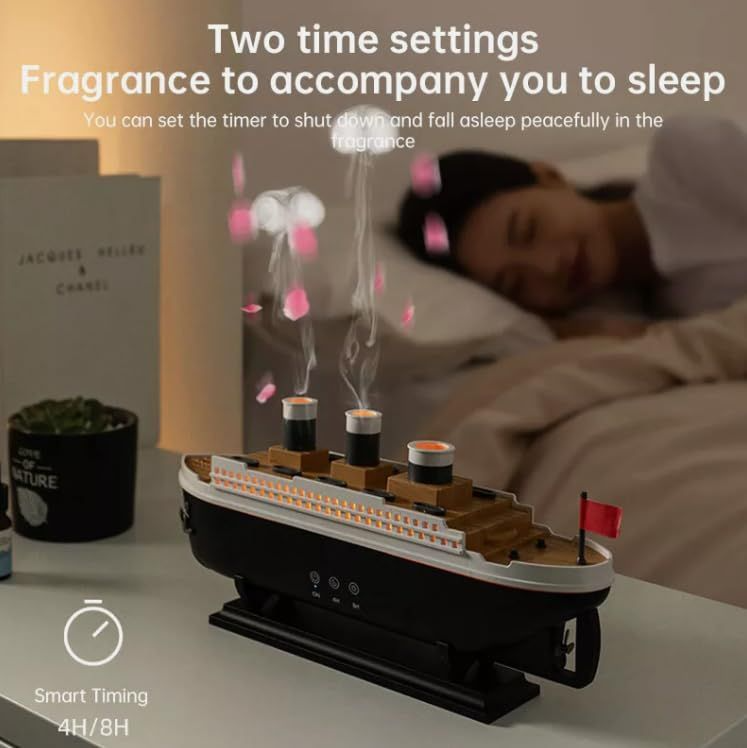Titanic Steam Ship Design Humidifier Diffuser – Colorful Light Mist Aroma Decor