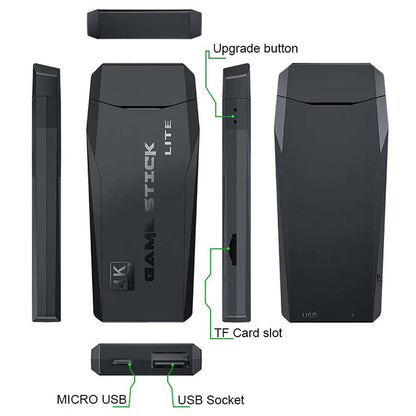 Professional Game Stick Lite - Plug & Play Console with 20,000+ Games, Dual 2.4G Wireless Controllers, 64G Storage (HDMI Ready)