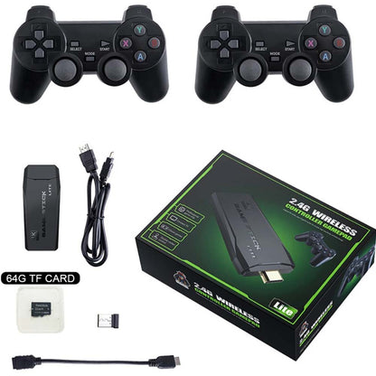 Professional Game Stick Lite - Plug & Play Console with 20,000+ Games, Dual 2.4G Wireless Controllers, 64G Storage (HDMI Ready)