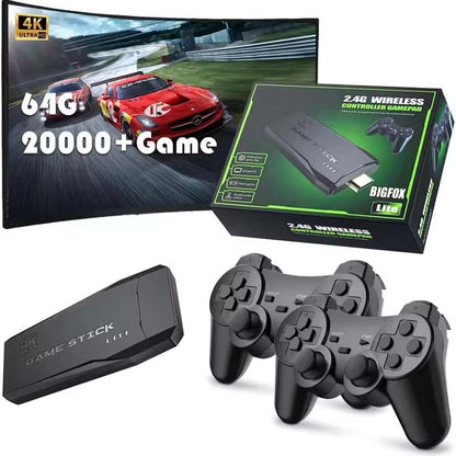 Professional Game Stick Lite - Plug & Play Console with 20,000+ Games, Dual 2.4G Wireless Controllers, 64G Storage (HDMI Ready)