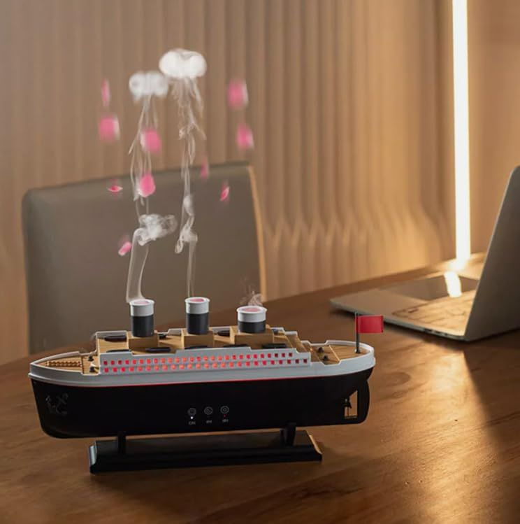 Titanic Steam Ship Design Humidifier Diffuser – Colorful Light Mist Aroma Decor